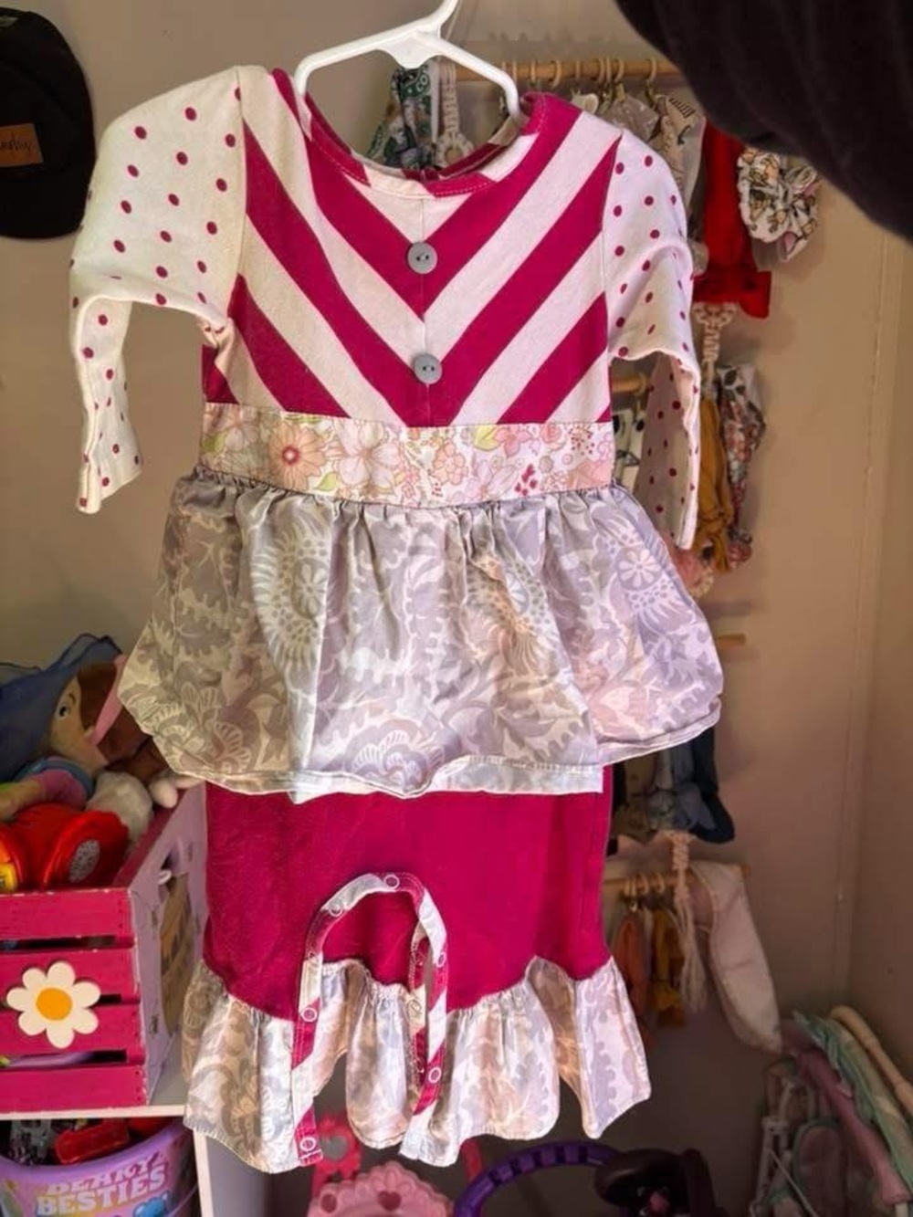 Girls Pink and Cream Layered Dress-Up Costume
